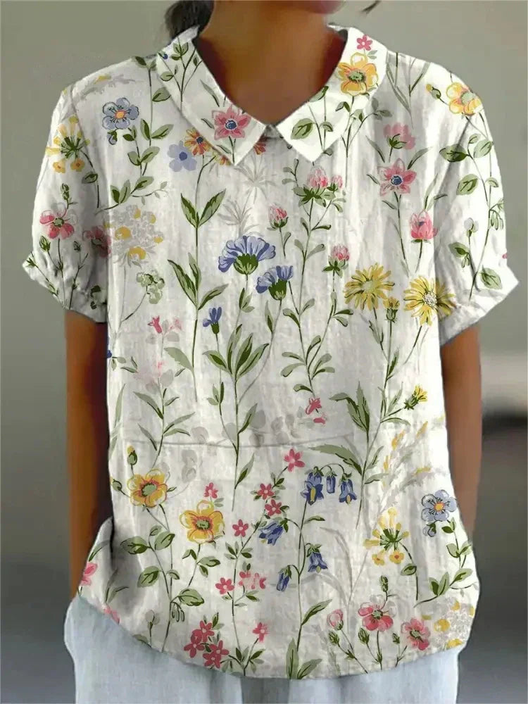 CHIVILCOY™ REMERA CASUAL Y ELEGANTE CON ESTAMPADO FLORAL