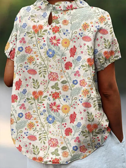 CHIVILCOY™ REMERA CASUAL Y ELEGANTE CON ESTAMPADO FLORAL